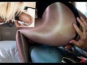 Naomie Loup with leotard and tan nylon pantyhose